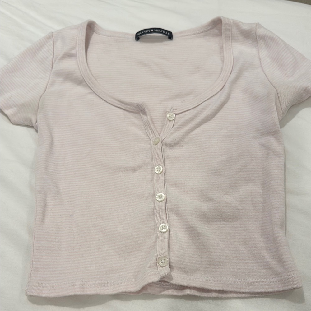 Brandy Melville Light Pink Button-Up Top